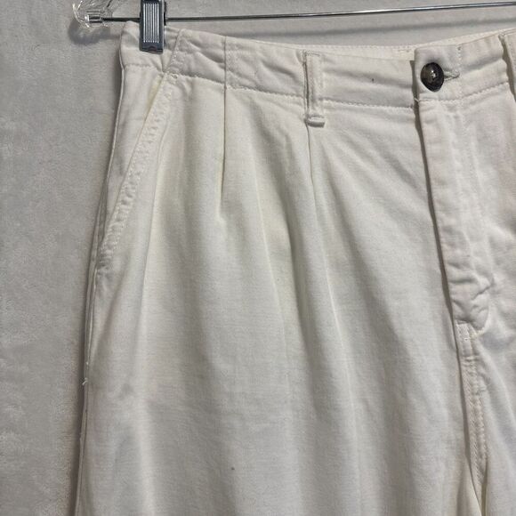 Free People Women's Abby Pleated Baggy Chino High Rise Pants Size 2 Cream Ivory - Picture 2 of 14